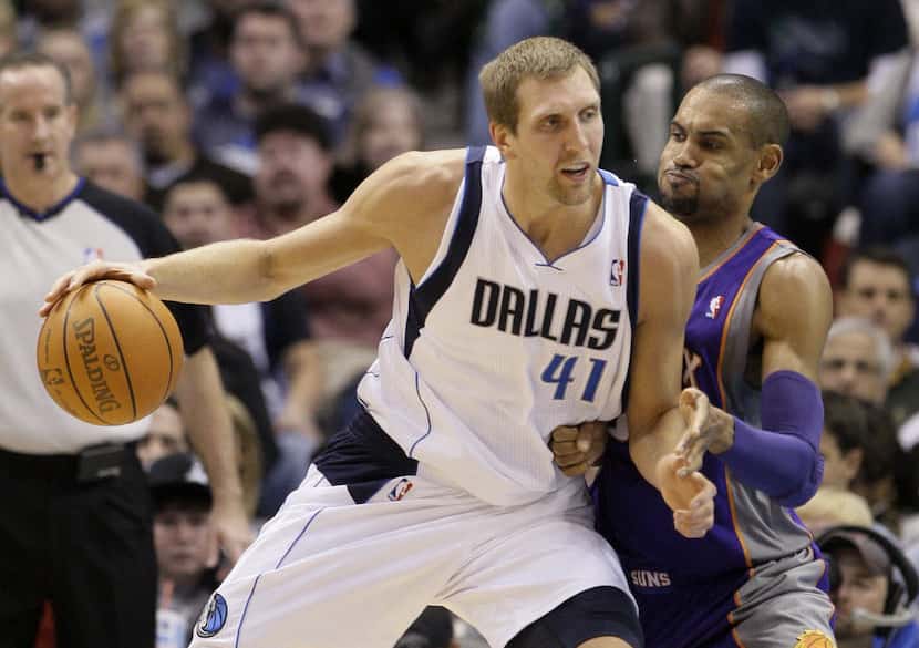  Phoenix Suns forward Grant Hill iguarded Dirk Nowitzki on Dec. 17, 2010, in Dallas. 