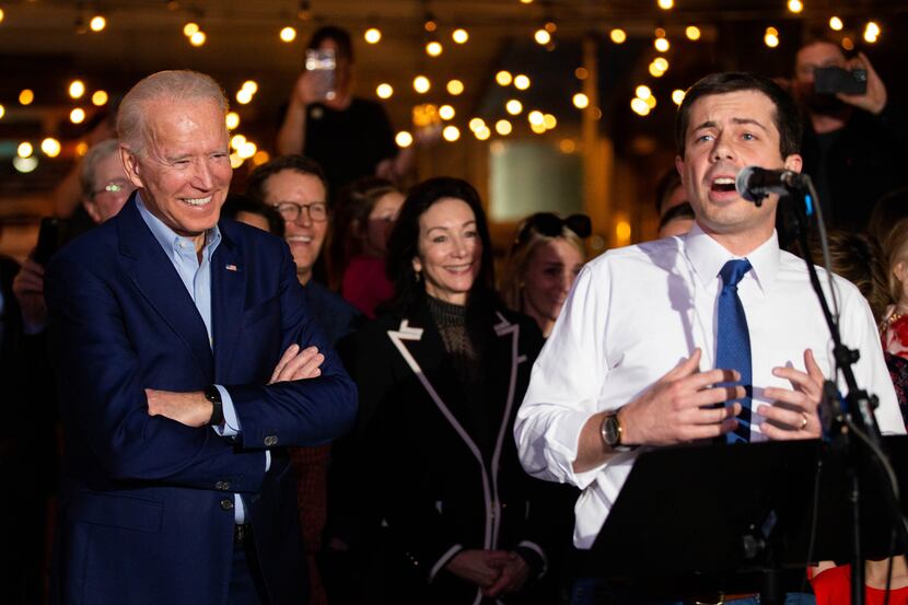 Pete Buttigieg endorses Joe Biden at Chicken Scratch in Dallas. on Mar. 02, 2020 in Dallas....