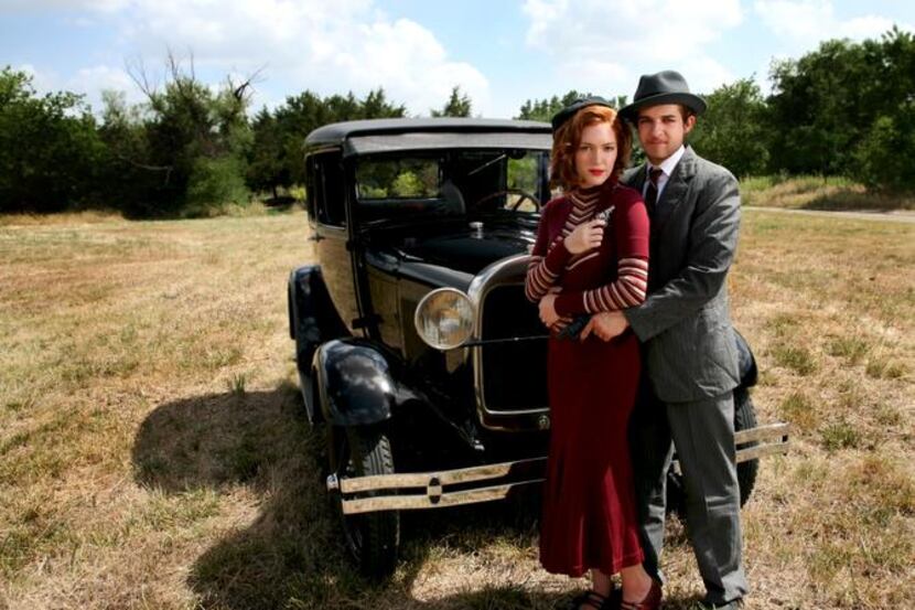 
Kayla Carlyle as Bonnie Parker and John Campione as Clyde Barrow star in Bonnie and Clyde.
