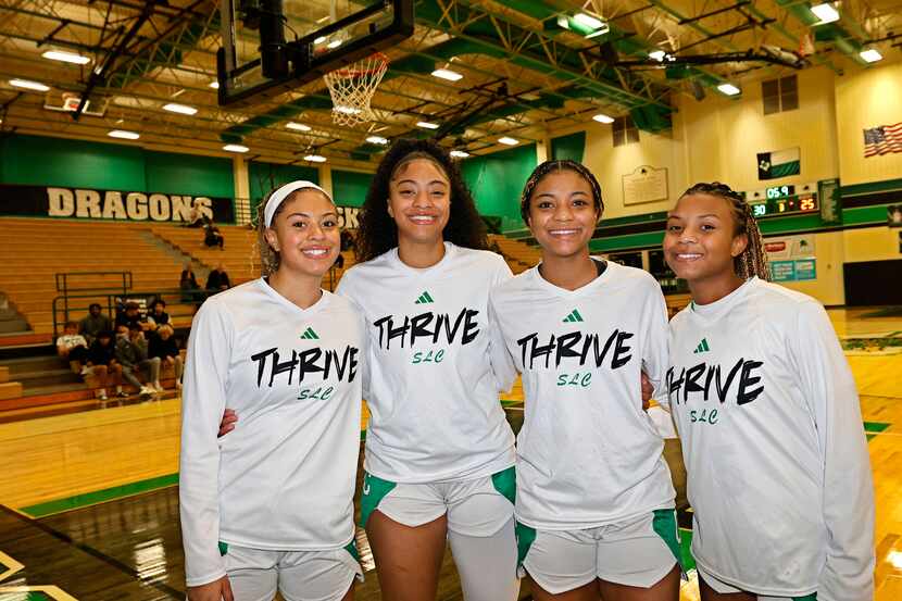 The Jordan sisters, pictured from left when they were at Southlake Carroll last season, are...