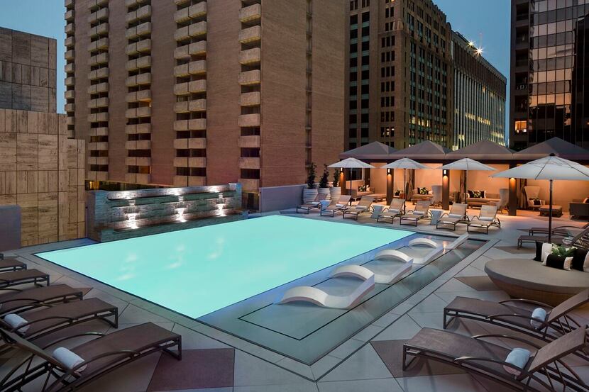 The rooftop pool is now open at the Adolphus Hotel in Downtown Dallas. 