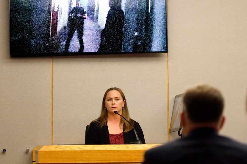 Dallas police Sgt. Breanna Valentine testifies Tuesday about pulling Amber Guyger aside at...