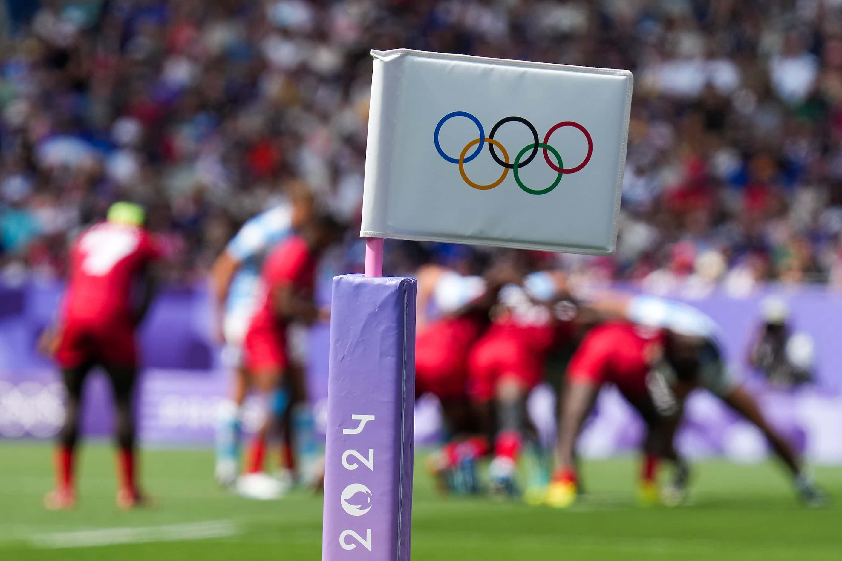 Argentina faces Kenya in a men’s rugby sevens pool match at the 2024 Summer Olympics on...