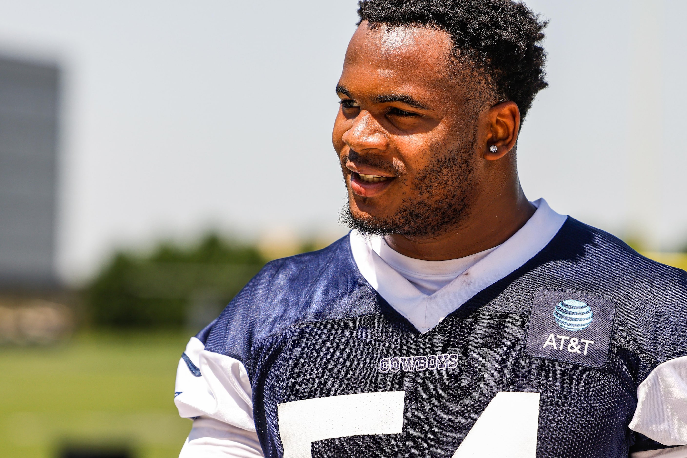 Dallas Cowboys (54) Sam Williams as he leaves the field after a Cowboys rookie minicamp at...