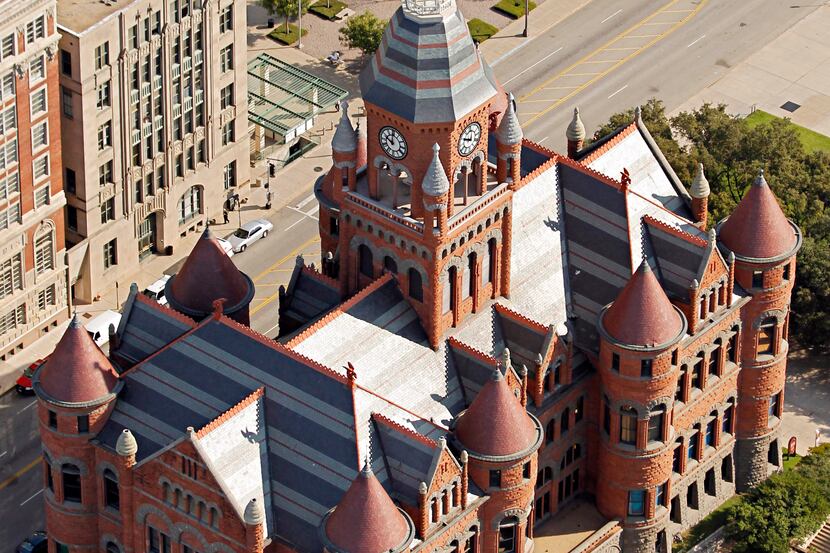 Aerial photograph of Old Red Museum, formerly the Old Red Courthouse, shot Monday, September...