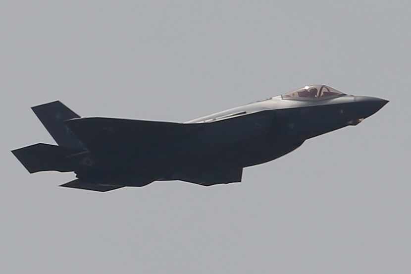 A Lockheed Martin F-35 Lightning II performs a demonstration flight at the Paris Air Show,...