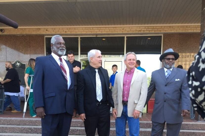  Kerry Max Cook (second from left) stood with exonerees A.B. Butler (left), Michael Morton...