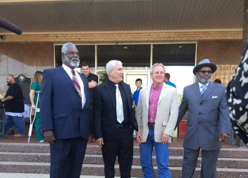  Kerry Max Cook (second from left) stood with exonerees A.B. Butler (left), Michael Morton...
