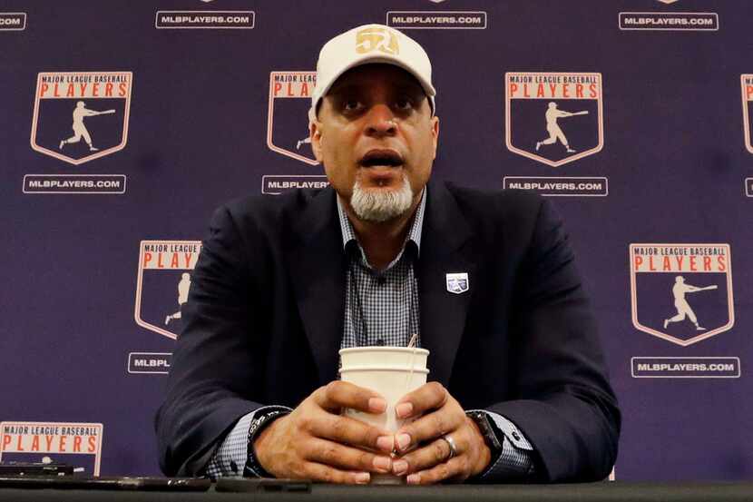 FILE - In this Feb. 19, 2017 file photo, Tony Clark, executive director of the Major League...