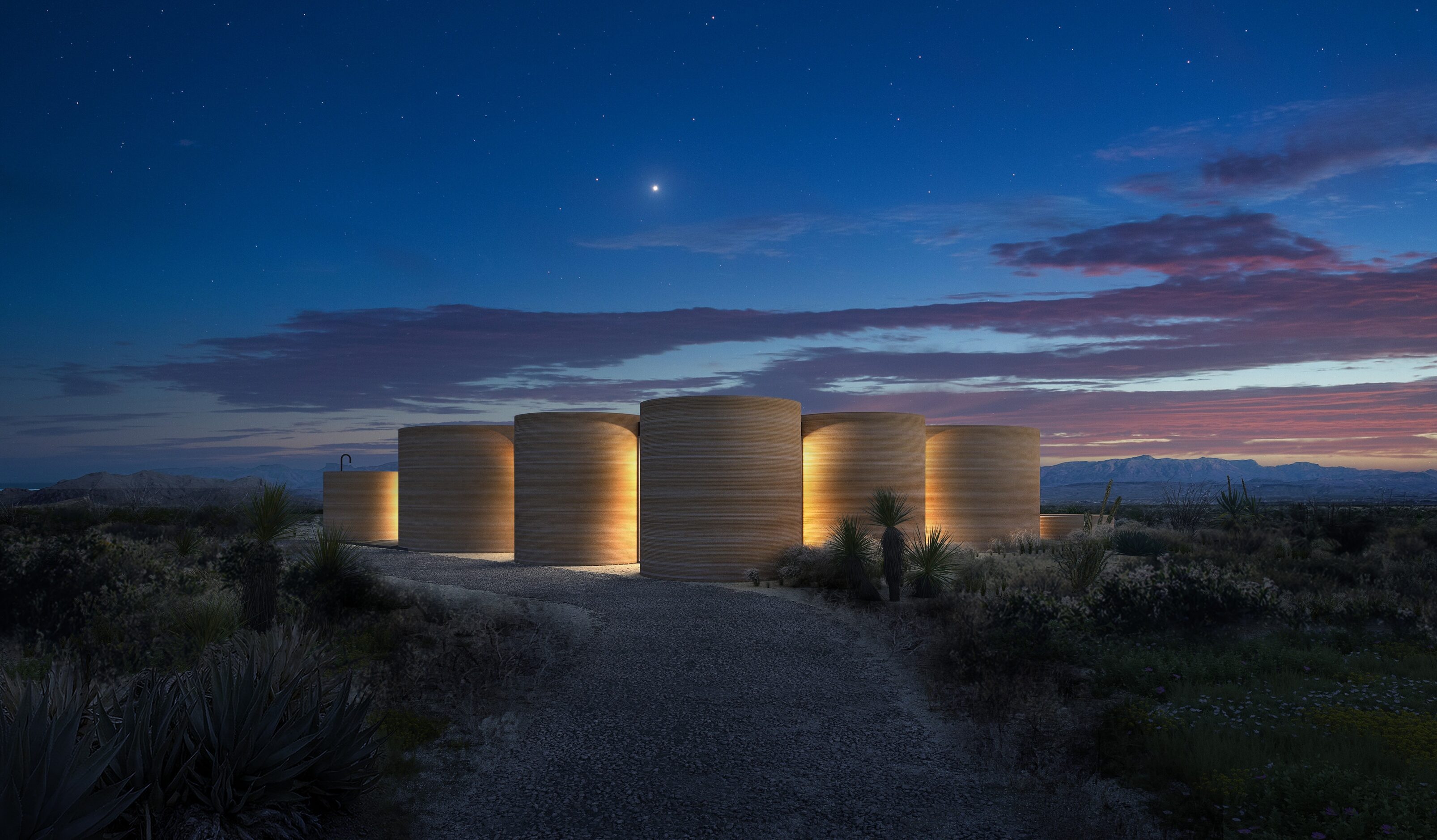 The homes, like this two-bedroom home, are expected to hose views of the Davis Mountains.