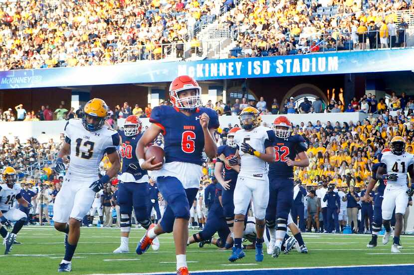 McKinney North running back Emanuel Fincher (6) leads area Class 5A players in rushing with...