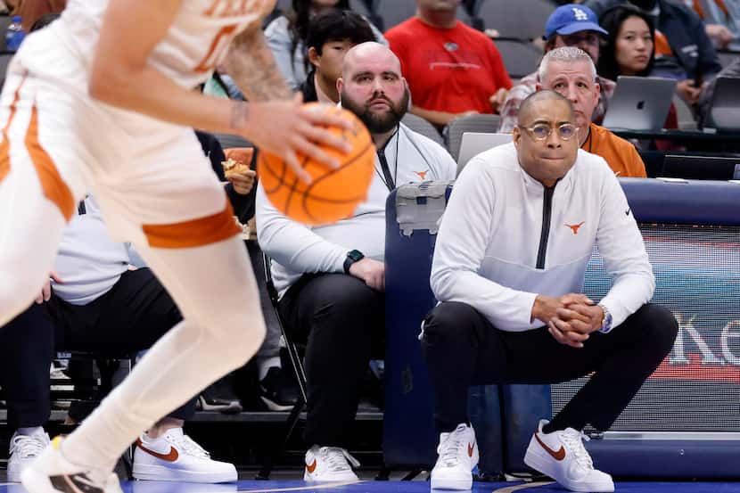 Texas Longhorns acting head coach Rodney Terry watches his team play defense against the...