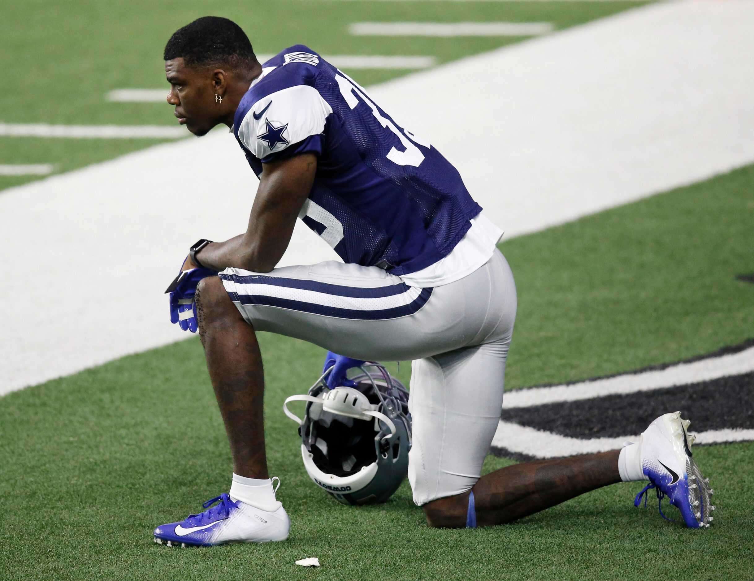 Dallas Cowboys cornerback Chris Westry (39) on the sideline in practice during training camp...