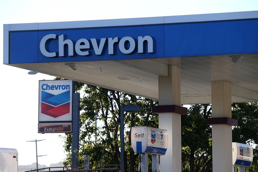 CORTE MADERA, CA - OCTOBER 30:  The Chevron logo is displayed at a Chevron station on...