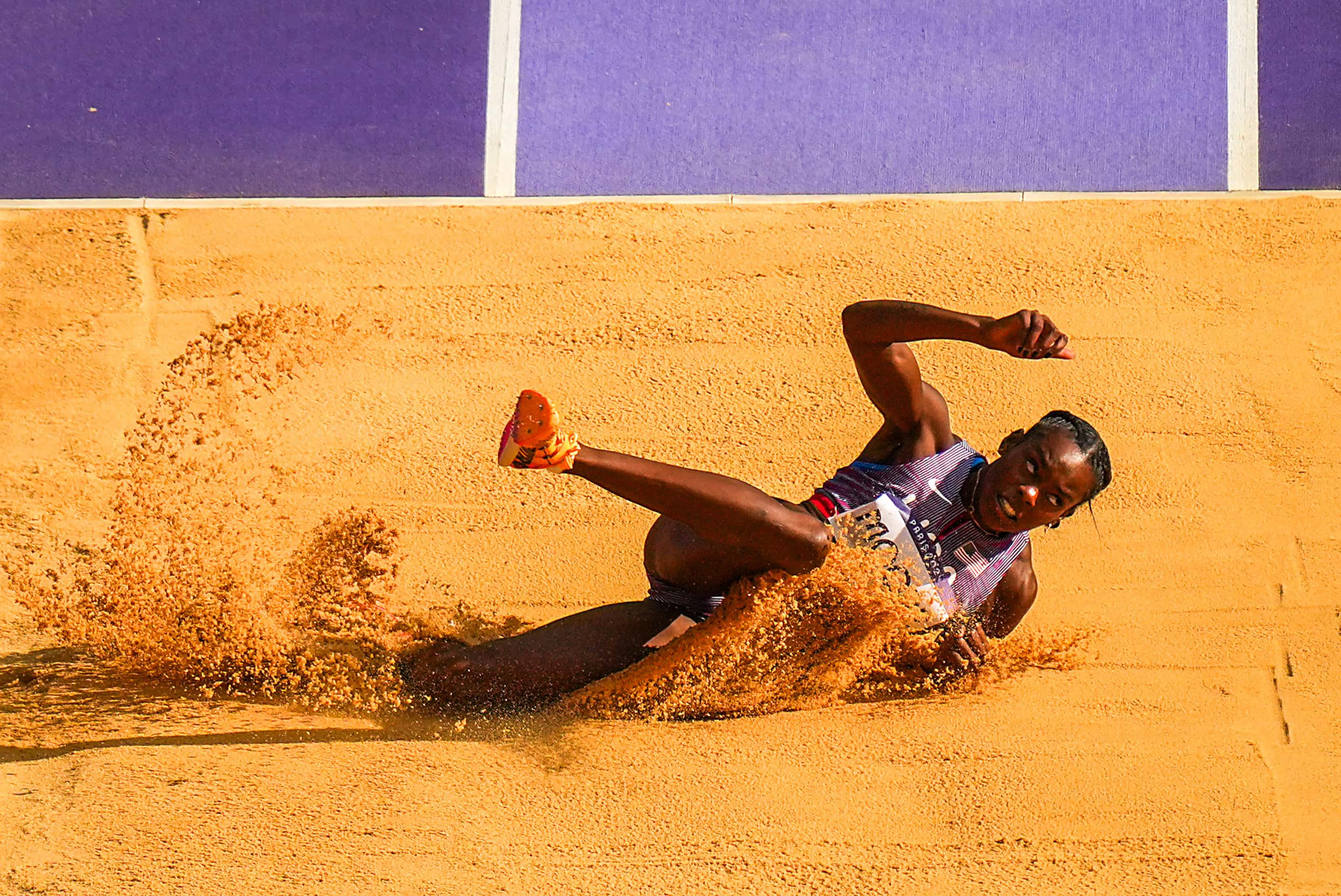 Jasmine Moore of the United States competes in women’s triple jump qualifying at the 2024...