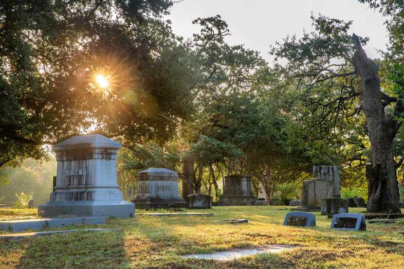 The sun rises over the Oakland Cemetery in South Dallas on Thursday, Aug. 29, 2019. The...