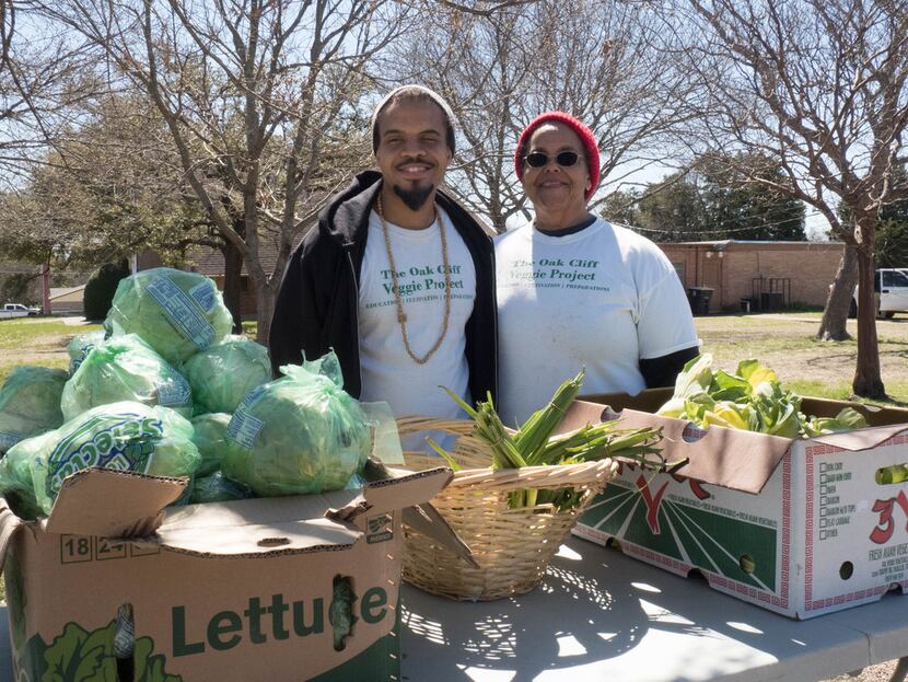 Ples Montgomery (left) and mother Bettie Montgomery (right), of the Oak Cliff Veggie Project...