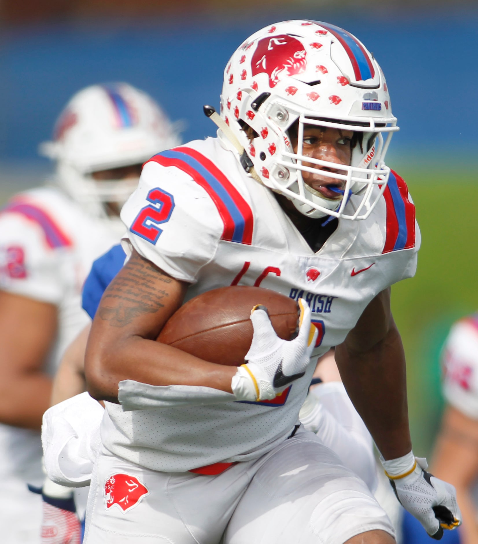 Parish Episcopal running back Andrew Paul (2) rambles through the Midland Christian...