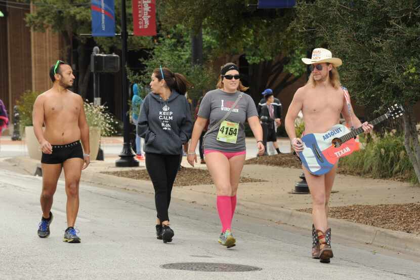 Runners wear underwear to raise awareness for colon cancer at the Undy Run in Arlington, TX...