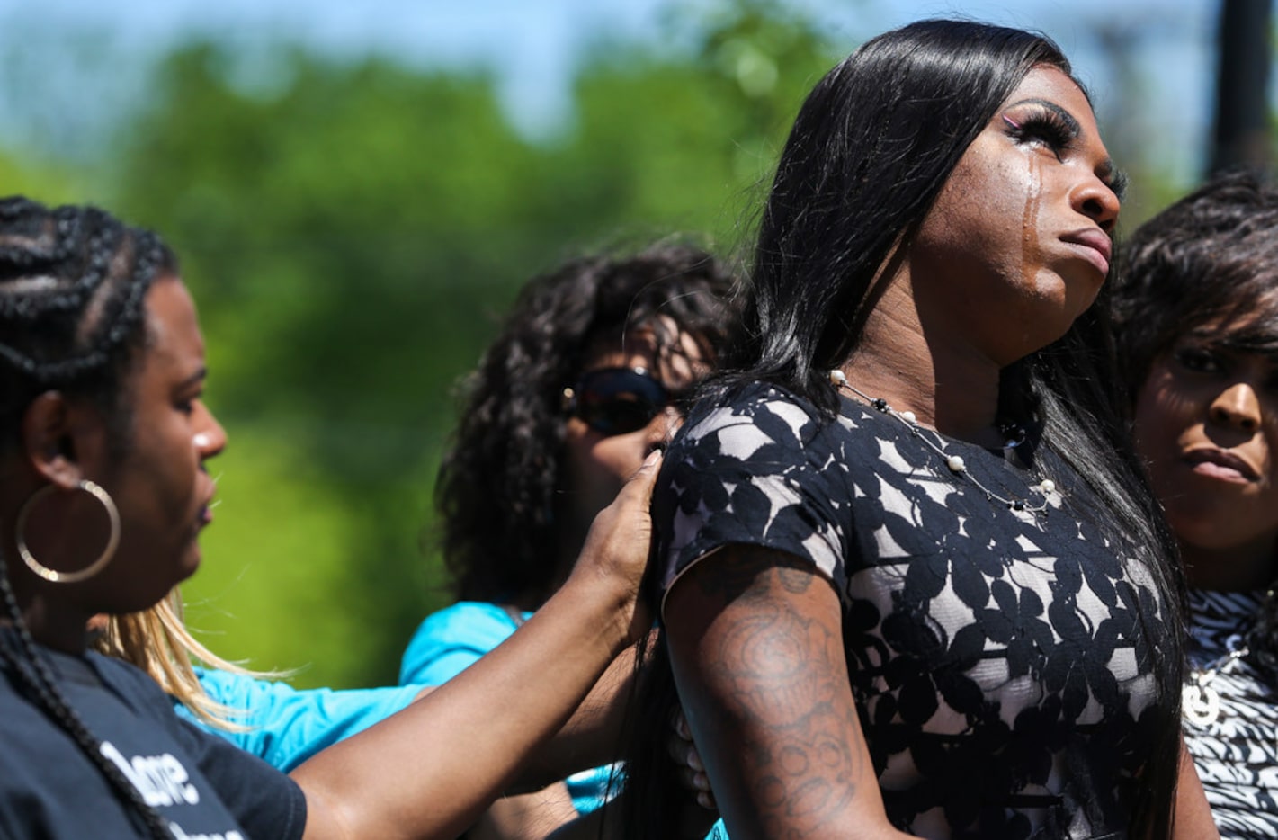 Muhlaysia Booker speaks during a rally on Saturday in South Dallas.