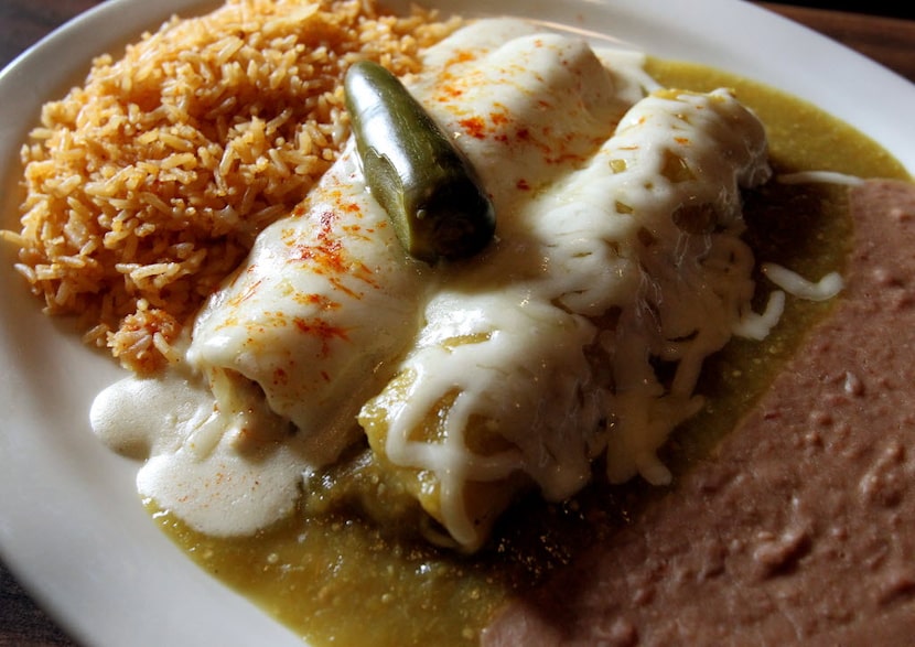 Ojeda's chicken enchilada plate  