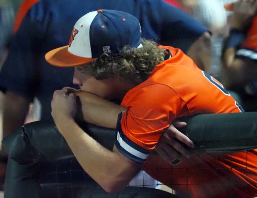 Frisco Wakeland short stop Dylan Snead reacts after losing against Georgetown in the UIL...