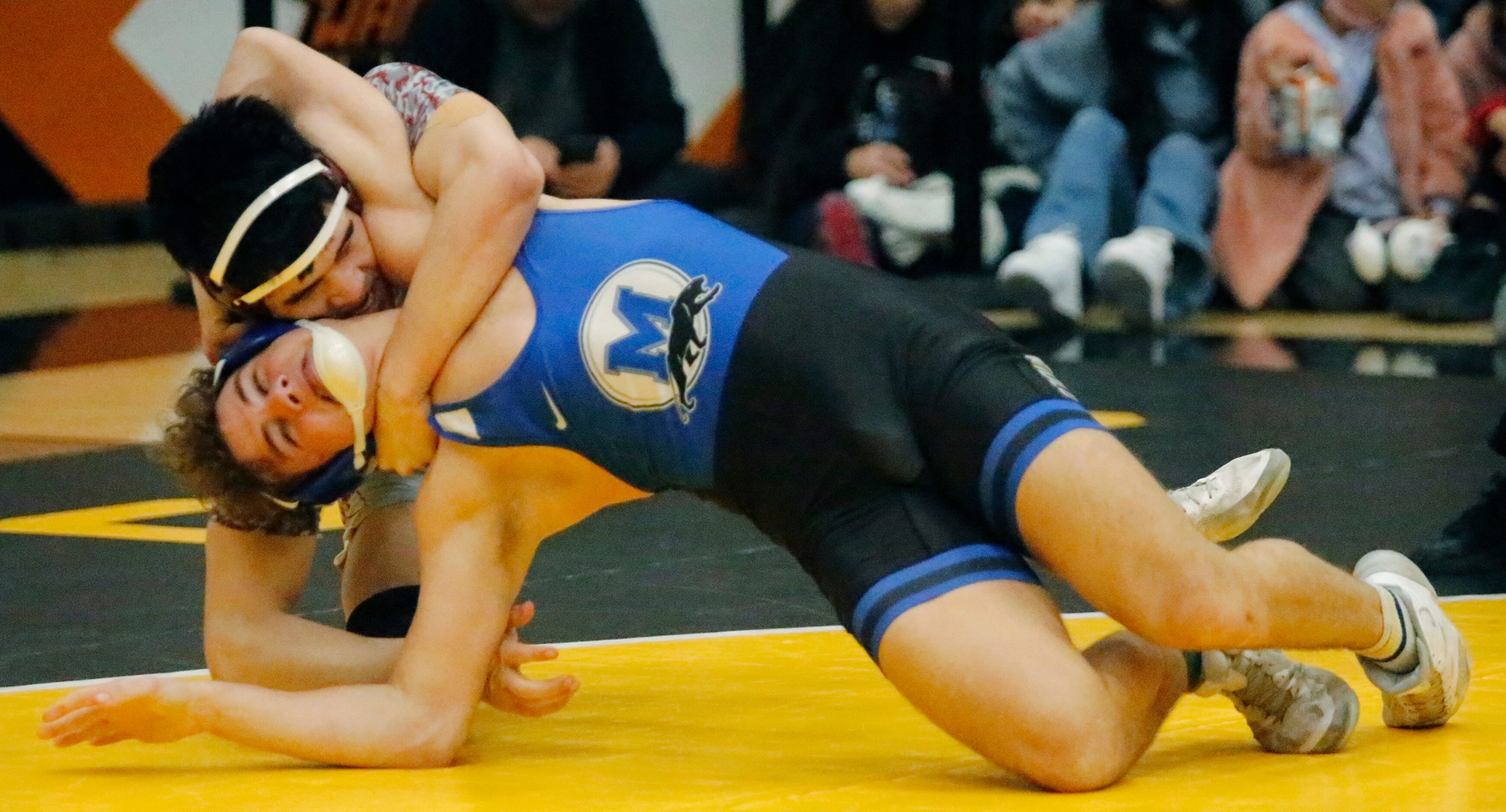 Alex Zavala of Frisco Heritage High School and Henry Bumgarner (front) of Midlothian High...