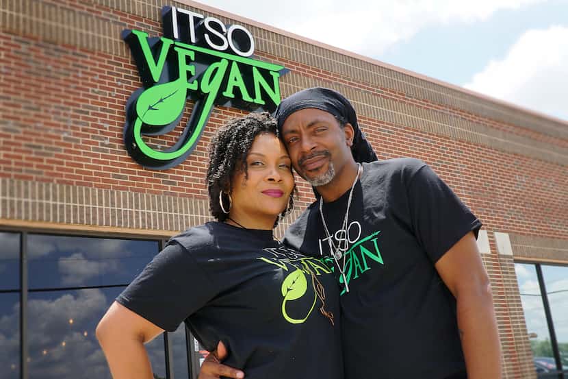 Amiya and Tytus Cleveland at their restaurant "ITSO Vegan"  in Grand Prairie, Texas on...