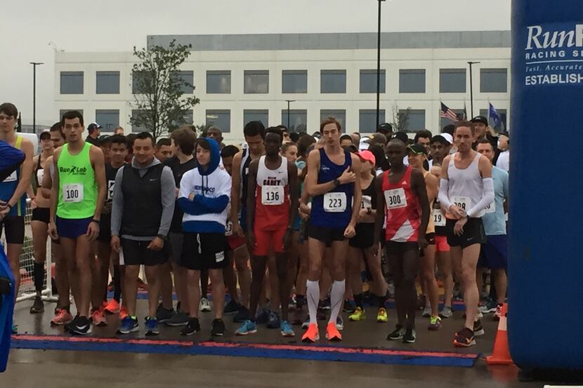 A fast field gathered at the start of Saturday's Brinks Home Security 5K in Farmers Branch.