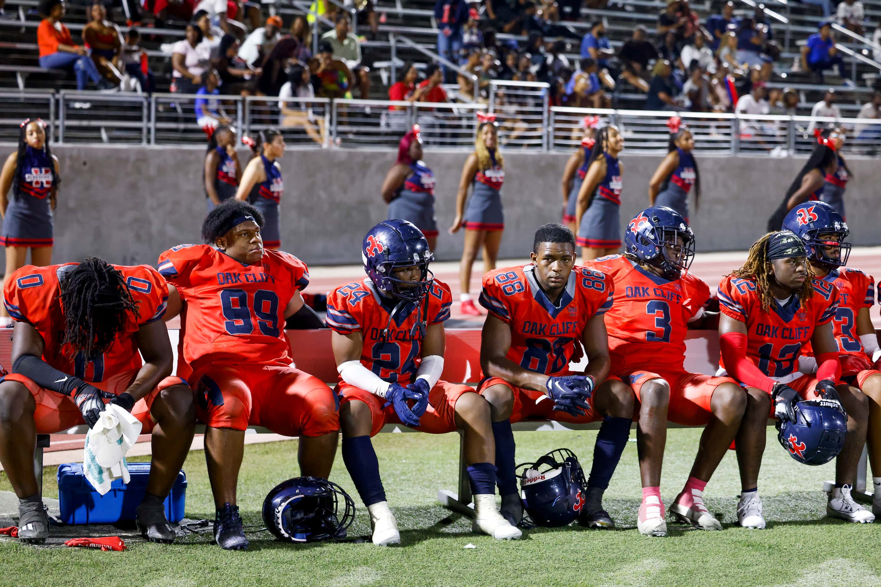 Kimball high players remain disappointed after falling behind against Carter high during the...