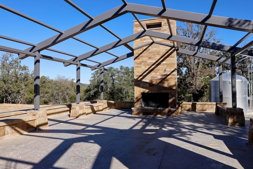 Construction continues on a pavilion at a scenic overlook at Palo Pinto Mountains State...