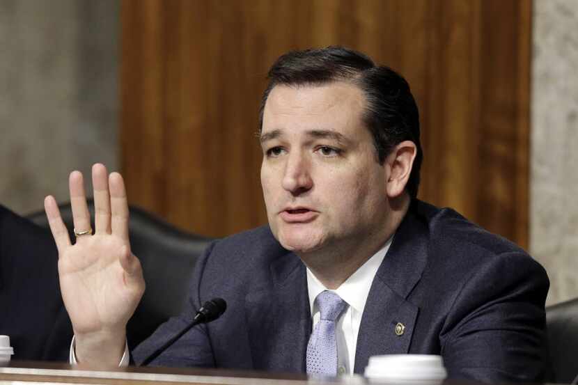  Sen. Ted Cruz, R-Texas speaks during a hearing of the Senate Armed Services Committee on...