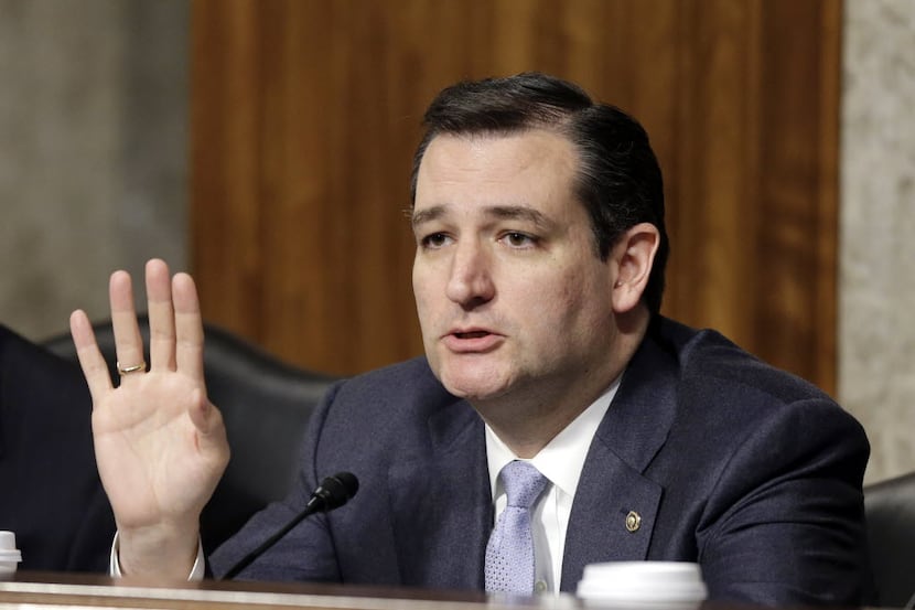  Sen. Ted Cruz, R-Texas speaks during a hearing of the Senate Armed Services Committee on...