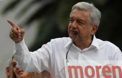 Mexican presidential hopeful Andres Manuel Lopez Obrador, leader of the National...
