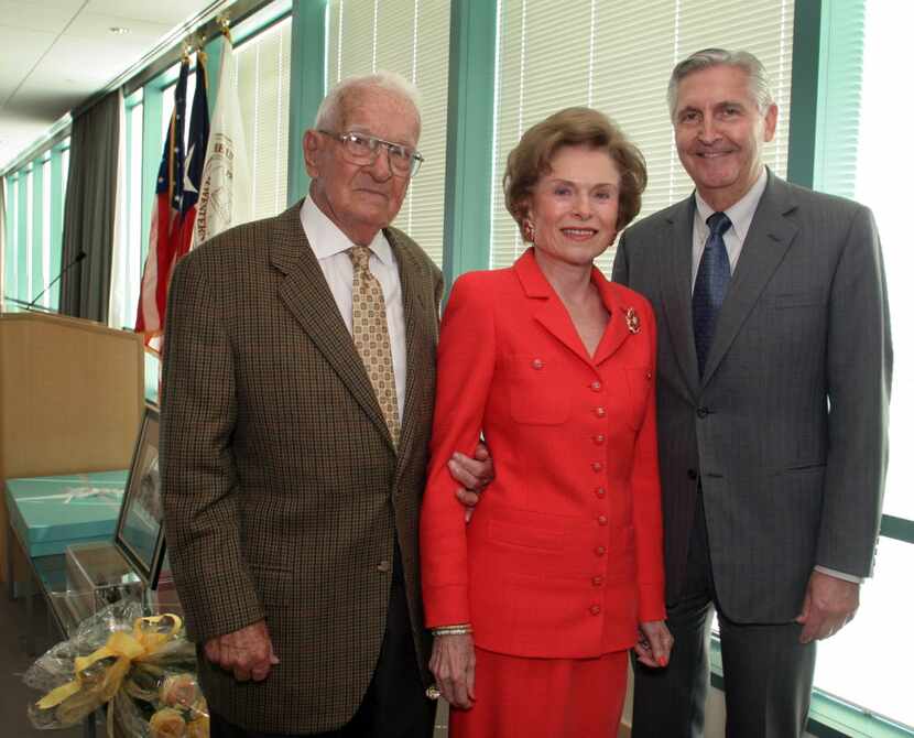 Rita Crocker Clements, center, with her late husband, former Texas Gov. Bill Clements, and...