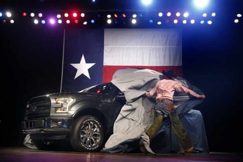 Trick roper Ketch Weaver of Buffalo, Texas, unveiled the new Ford F-150 at Gilley’s in...