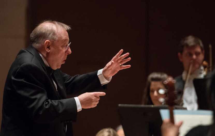 Nicholas McGegan conducts the Dallas Symphony Orchestra on Thursday, April 12, 2018.  