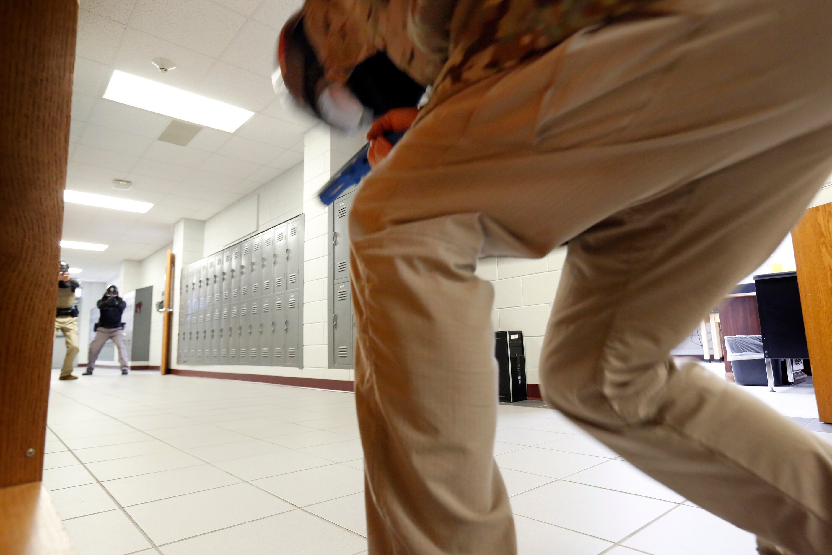 Advanced Law Enforcement Rapid Response Training instructor Troy Dupuy, portraying an active...