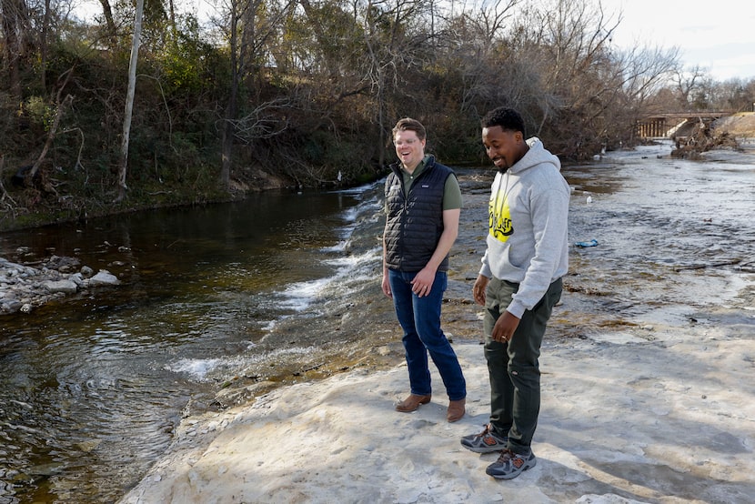 Robert Kent, Texas state director for Trust for Public Land, left, and Taylor Toynes, For...