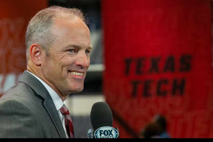 Texas Tech University head football coach Matt Wells speaks to Fox Sports at the Big 12...