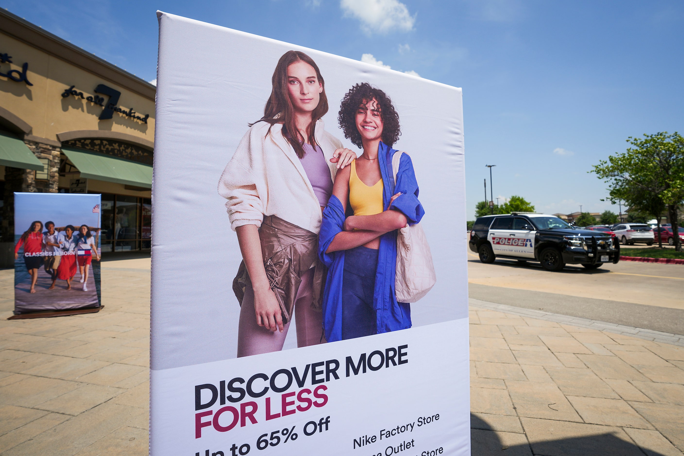 Allen police patrol at the Allen Premium Outlets on Wednesday, May 31, 2023, in Allen. The...