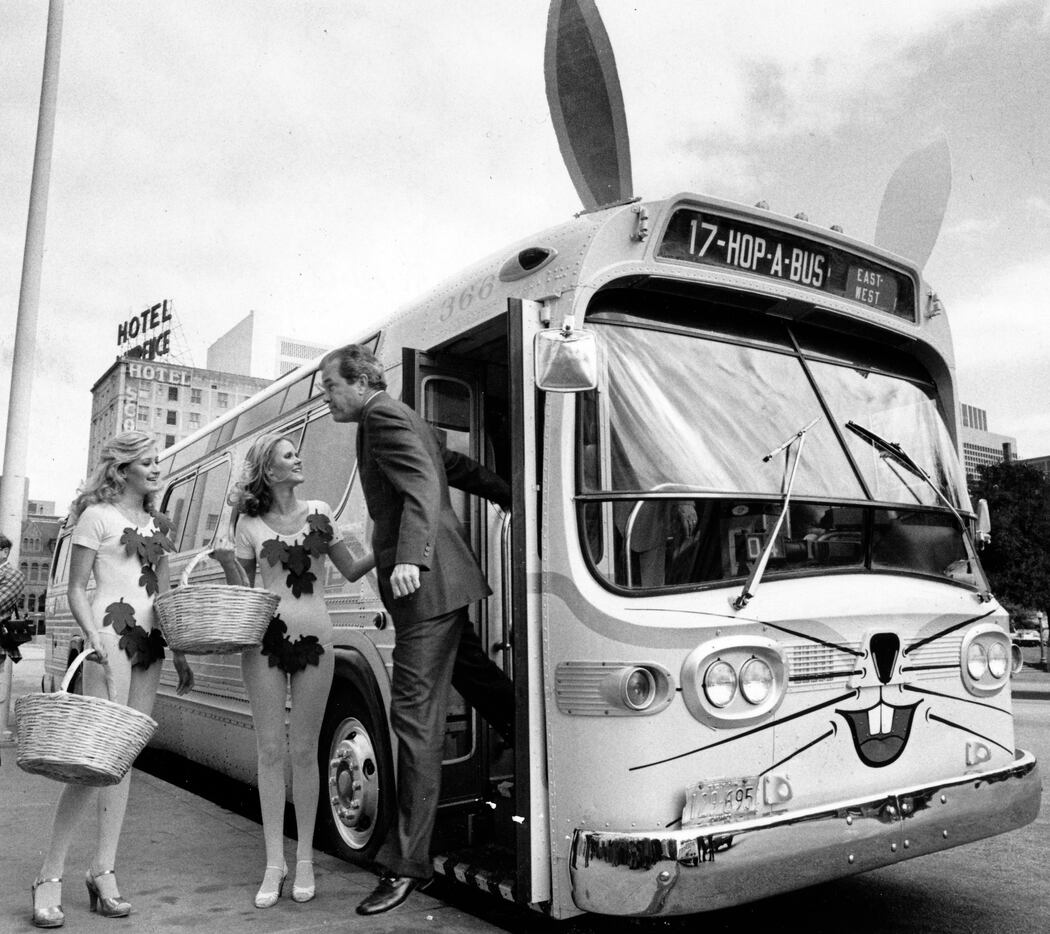 Oct. 9, 1978 — Mayor Robert Folsom arrives via a Hop-A-Bus for the ribbon-cutting ceremony...