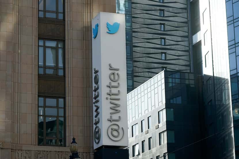 A Twitter headquarters sign is shown in San Francisco on Nov. 4.