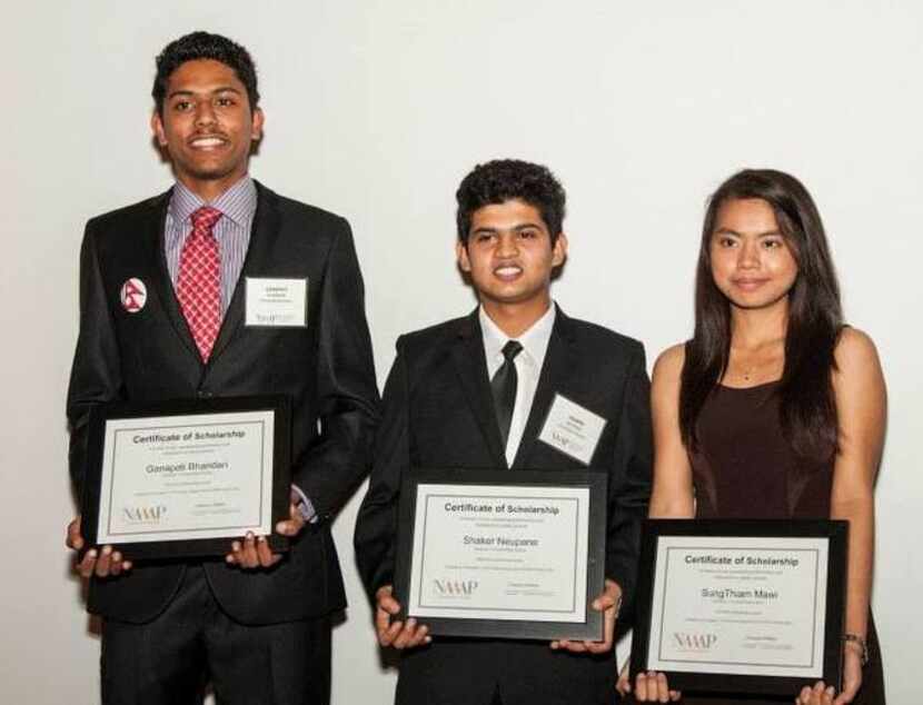 
NAAAP scholarship winners are Ganapati Bhandari (left), Shaker Neupane and Sung Mawi of...