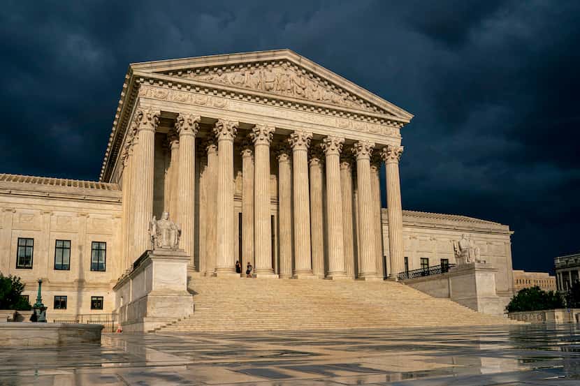 FILE - The Supreme Court is seen under stormy skies in Washington, June 20, 2019. In the...