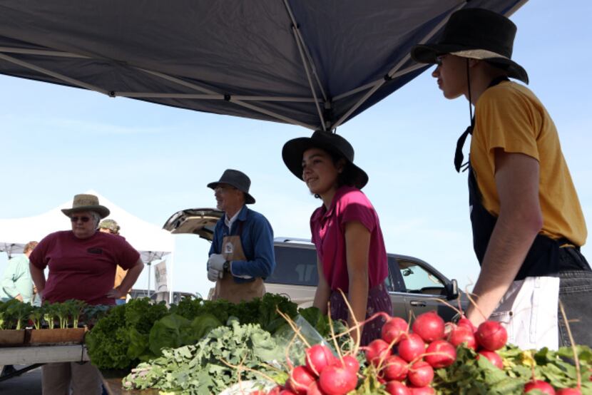 Weathertop Natural Produce features fresh vegetables, shown at the Coppell Farmers Market in...