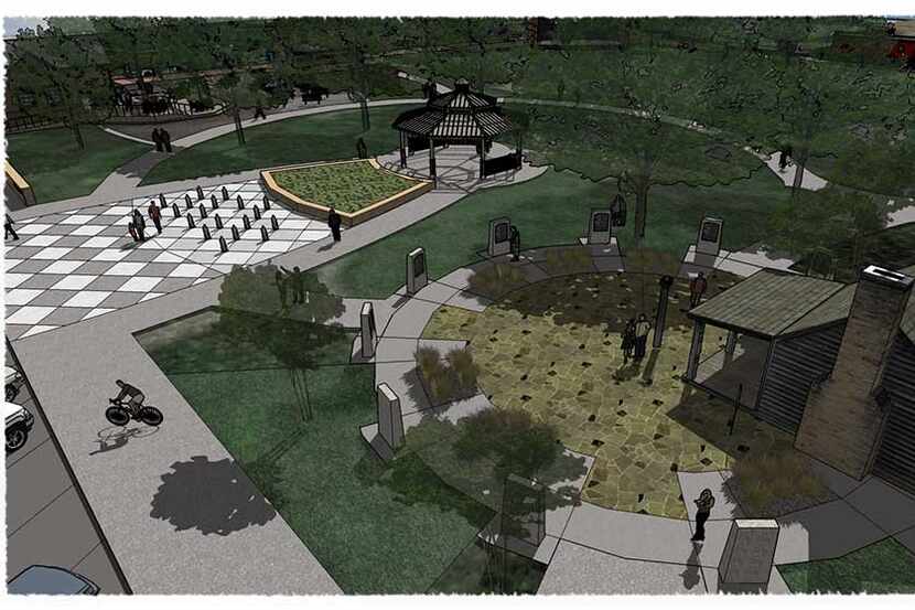 A rendering depicts the planned redevelopment of Heritage Park in Irving, which is projected...
