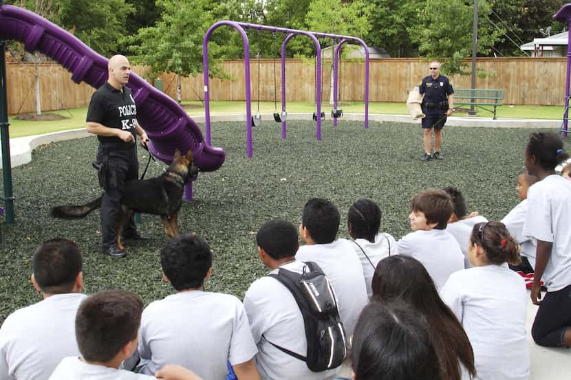 Grapevine Police K-9 Officer Danny Macchio and his partner Hero prepared a demonstration for...
