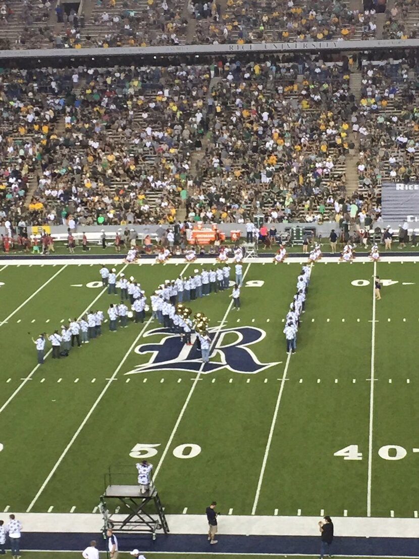 The Rice band's formation alludes to alleged Title XI violations in Baylor's sexual assault...