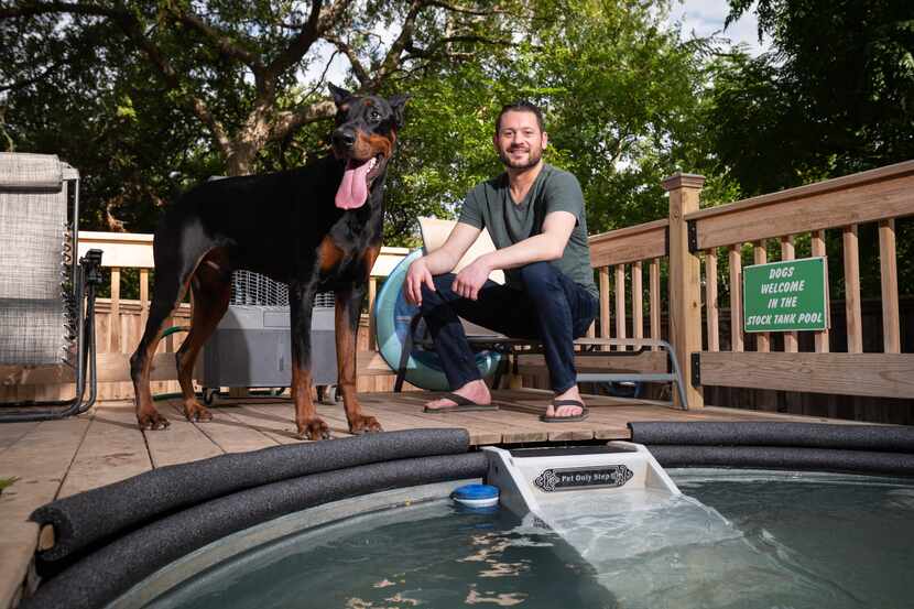 Ben Shank uses the app Sniffspot to rent out a stranger's backyard for his Doberman, Heinz....